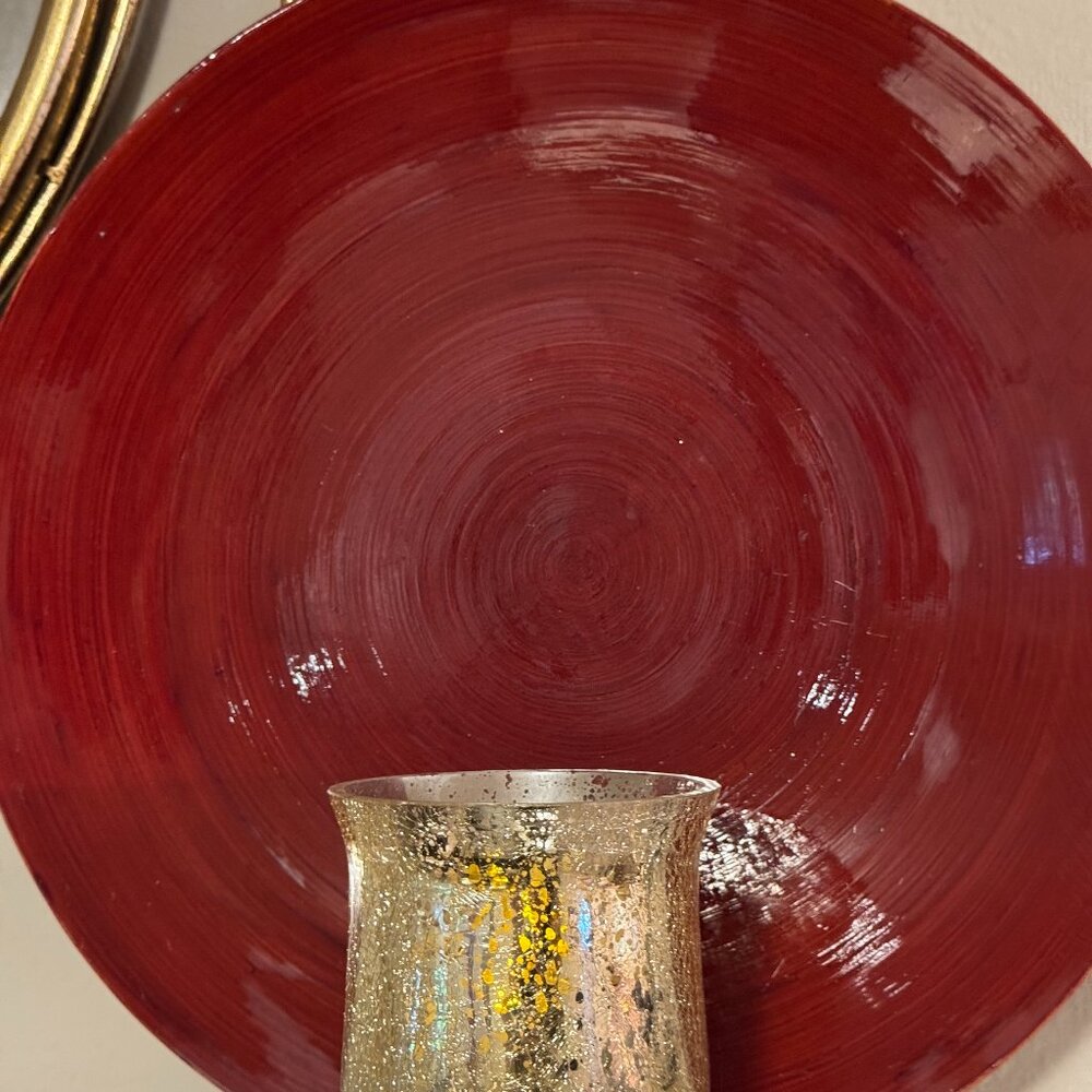Deep Red Wood Plate - for Decor